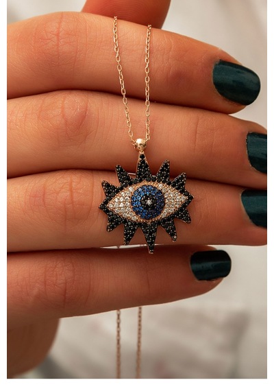 Papatya Silver 925 Ayar Gümüş Taşlı Göz Kolye
