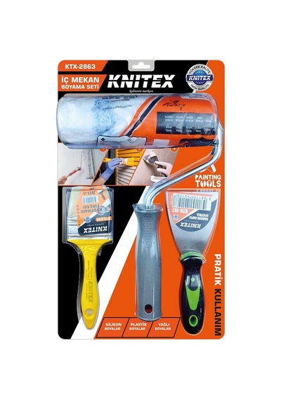 3pcs Nalbur - Boyacı Set Spatula - Kestirme Fırça - Boya Rulo 20cm Bx40