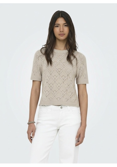 Only Onlsunny S/s Structure Pullover Knt Kadın Beige Kazak - 15350928 Bej