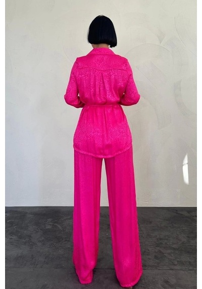 Defymoda Fuşya Jakarlı Biye Takım Fuşya