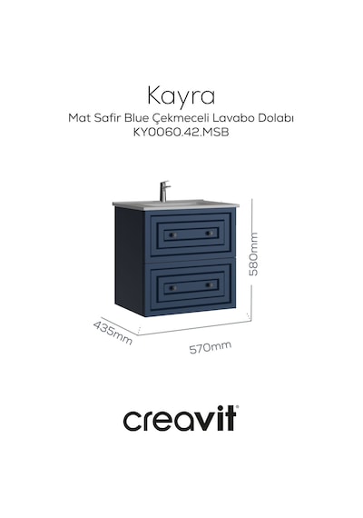 Creavit Kayra Mat Safir Blue Çekmeceli Lavabo Dolabı 60 Cm Antrasit Creavit Kayra Mat Safir Blue Çekmeceli Lavabo Dolabı 60 Cm Antrasit