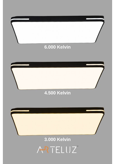 Kare Model Modern Plafonyer Avize 90x60 Cm SİYAH İÇİ BEYAZ