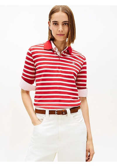 Th Scrıpt Lyocell Zıp Ss Polo Kadın Kırmızı T-shirt - Ww0ww47853 Kırmızı Th Scrıpt Lyocell Zıp Ss Polo Kadın Kırmızı T-shirt - Ww0ww47853 Kırmızı