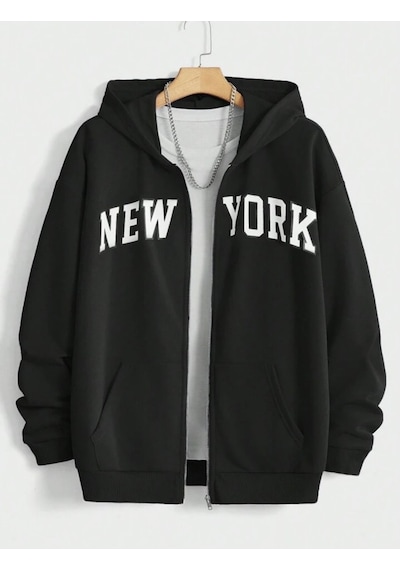Harmandar New York Baskılı Kadın Siyah Cepli Kapüşonlu Fermuarlı Sweatshirt Hırka Siyahnewyork Harmandar New York Baskılı Kadın Siyah Cepli Kapüşonlu Fermuarlı Sweatshirt Hırka Siyahnewyork
