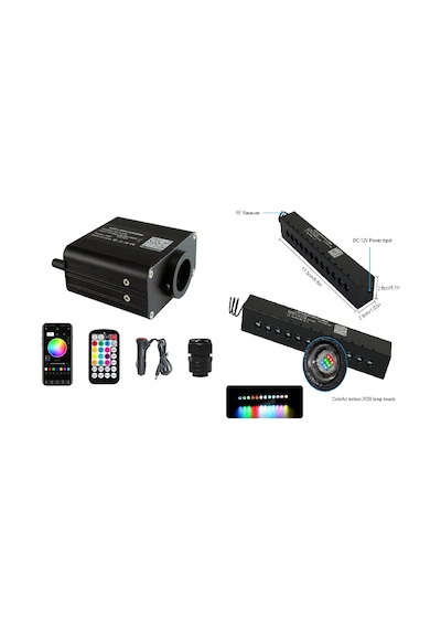 Qj-009 + Qjl016 Rgb Fiber Optik Led Işık Seti 4 M. Uzaktan Kumanda Meteor Yağmuru Işığı Rgb 3lü Set Çok Renkli