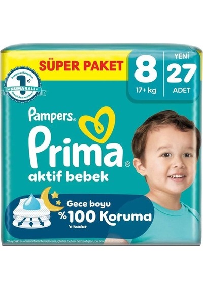 Prima Bebek Bezi 8 Beden 17+ Kg Xxx Large 108 Adet Süper