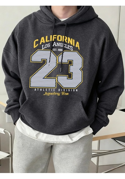 Startmore Tarzsokak California Athletic Division Number 23 Baskılı Hoody Erkek Sokak Stili Yumuşak Sweatshirtler Antrasit