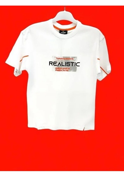 Carinos Erkek Çocuk Realistic Yazılı Pamuklu Tshirt-14631 Beyaz