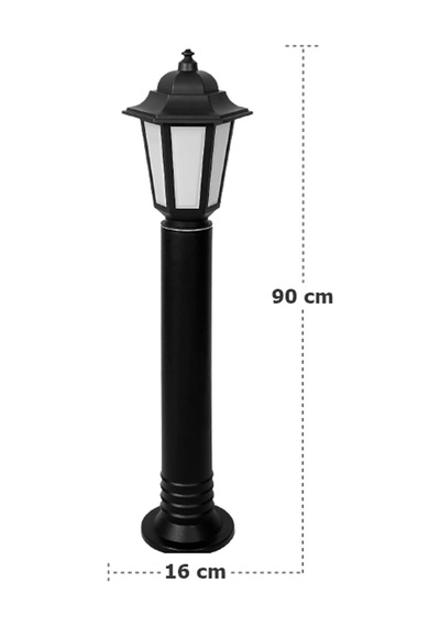 Klas 90 Cm Bahçe Yol Aydınlatması Zita Set Üstü Bahçe Direkleri Siyah
