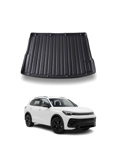 Vw Tiguan 2024+ Uyumlu Araca Özel Kauçuk Tpe Bagaj Havuzu Siyah Üst Kademe İçin