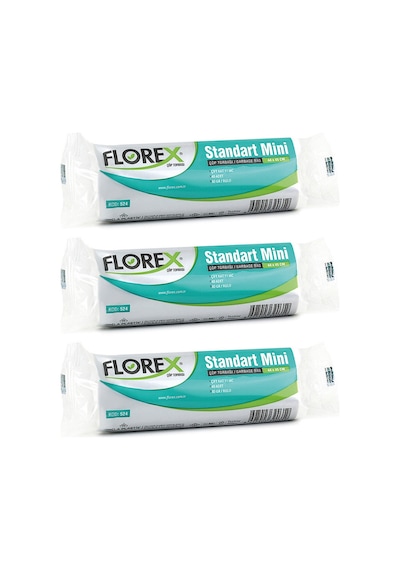 Florex Standart Mini Boy Çöp Torbası 44x45 Cm 40'lı Rulo Beyaz 3 Rulo (120 Adet)