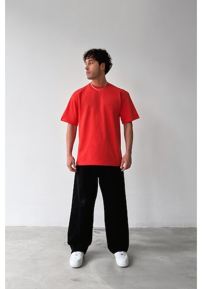 Flaw Atelıer Basic Oversize Fit Kırmızı Tişört-29499