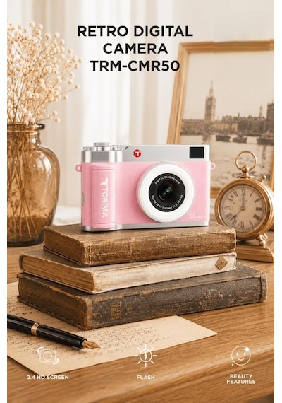 Torima CMR50 Mini Dijital Retro Kamera 48 MP Selfie Video Vlog Kamerası