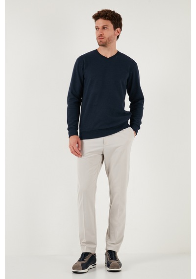 Buratti Pamuklu Regular Fit V Yaka Erkek Kazak 456202 V Lacivert