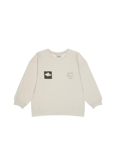 Antebies Pamuk, Sustainable, Krem Doodle Baskılı Erkek Çocuk Sweatshirt Eşofman Takımı Yeşil