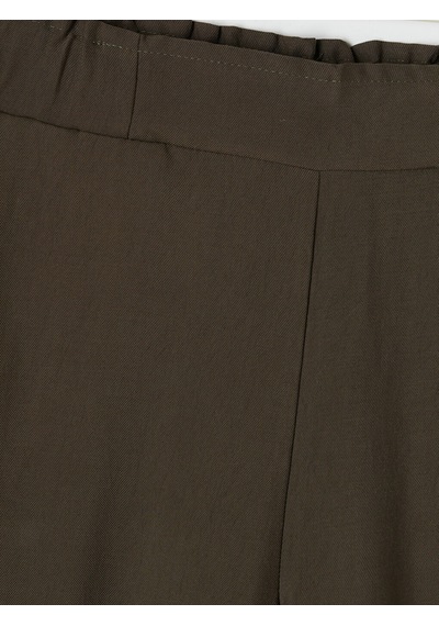 Lcwaıkıkı Classic Haki Beli Lastikli Geniş Paça Kadın Pantolon