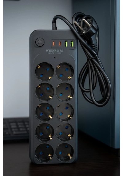 2 Mt Uzatma Kablosu Çoklu Priz Termal Akım Korumalı 10'lu Priz 3x Usb 1x Type-c Çıkışlı Priz 2 M 2 Mt Uzatma Kablosu Çoklu Priz Termal Akım Korumalı 10'lu Priz 3x Usb 1x Type-c Çıkışlı Priz 2 M