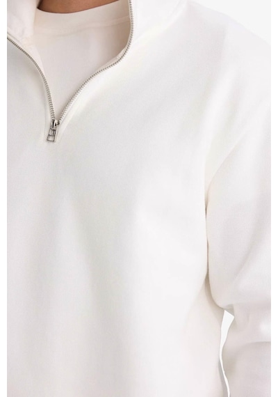 Defacto Dik Yaka Yarım Fermuarlı Sweatshirt F9323ax26spwt32 Beyaz-wt32
