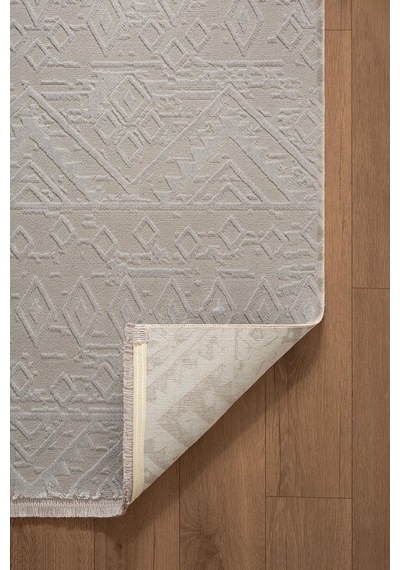 Cotto Motto Tt008g Gri Halı Modern Geometrik Desen Pamuk Taban Yıkanabilir Salon Mutfak Halısı