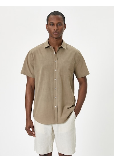 Koton Kısa Kollu Gömlek Slim Fit Klasik Yaka Düğmeli Cep Detaylı Deve Tüyü 4sam60033hw Taba Koton Kısa Kollu Gömlek Slim Fit Klasik Yaka Düğmeli Cep Detaylı Deve Tüyü 4sam60033hw Taba