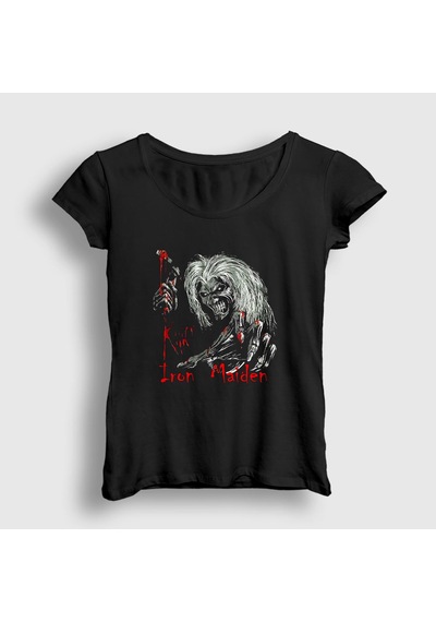 Presmono Kadın Blood Iron Maiden T-shirt Siyah