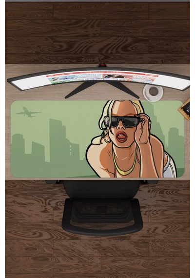 Gta San Andreas Kaymaz Dikişli Kauçuk Oyuncu Mousepad V2 - 90x40 Xxl Gaming Mouse Pad Fare Altlığı