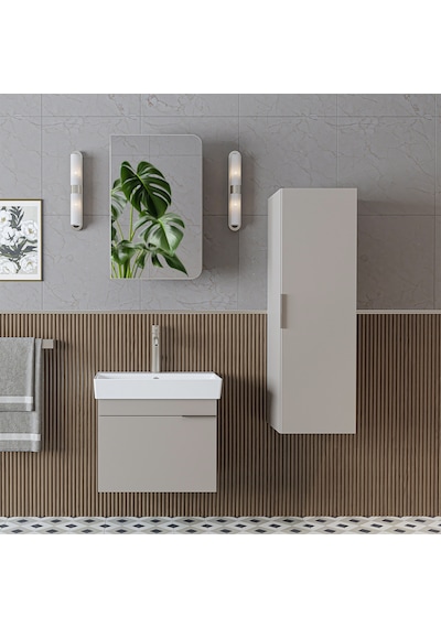 Likya Mdflam Kapaklı Lavabolu 60 Cm Banyo Alt Dolabı + Banyo Üst Dolabı + Banyo Boy Dolabı Kumtaşı Likya Mdflam Kapaklı Lavabolu 60 Cm Banyo Alt Dolabı + Banyo Üst Dolabı + Banyo Boy Dolabı Kumtaşı