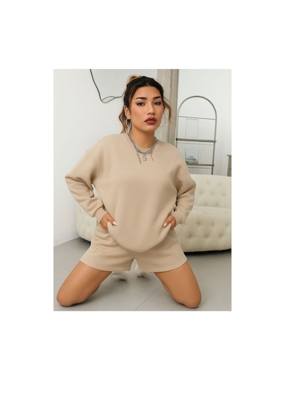 Benroma 3 İplik Penye Unisex Sweatshırt Bej