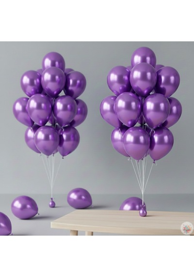 Metalik Mor Balon 20 Adet 11" 28cm Parti Ve Doğum Günü Balonu Mor
