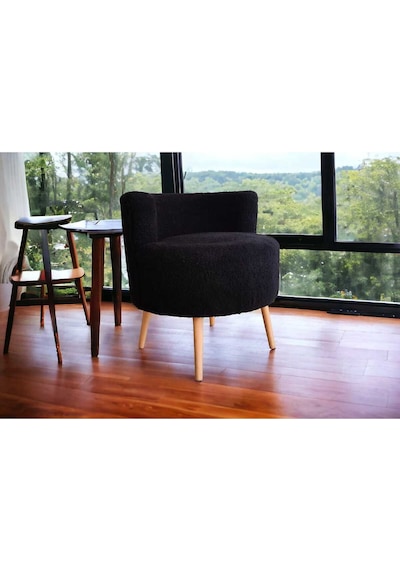 Tekli Puf ,makyaj Önü Pufu,çay Seti Tekli Koltuk, Berjer Salon, Balkon, Ofis Siyah