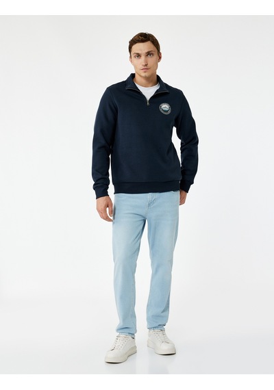 Koton Şardonlu Uzun Kollu Baskılı Yarım Fermuarlı Sweatshirt Lacivert 6wam70036mk Lacivert Koton Şardonlu Uzun Kollu Baskılı Yarım Fermuarlı Sweatshirt Lacivert 6wam70036mk Lacivert