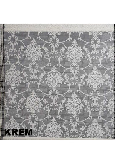 Asyhome Siyah-Krem Damask Desen Çift Mek. Tül Stor Zebra Perde