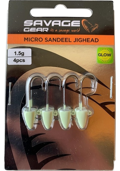 Savage Gear Lrf Micro Sandeel Jighead Glow Zoka 4'lü Paket - 1.5gr