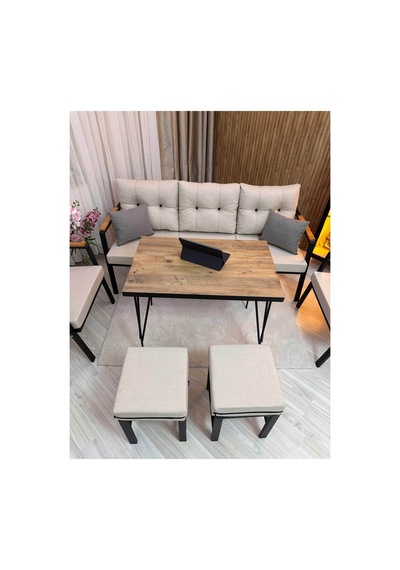 Houseart Lale Balkon, Bahçe - Cafe , Teras , Metal Kanepe Koltuk Takımı ,çay Seti 3+1+1+ 2 Puf Yemek Masası Krem Houseart Lale Balkon, Bahçe - Cafe , Teras , Metal Kanepe Koltuk Takımı ,çay Seti 3+1+1+ 2 Puf Yemek Masası Krem