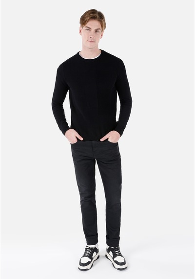 Colin's Colins Regular Fit Yuvarlak Yaka Jakarlı Erkek Siyah Kazak Cl1067490 Q1.v1 Blk Siyah