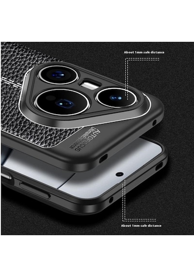 Huawei Pura 80 Pro Uyumlu Silikon Kılıf Deri Desenli Kamera Korumalı Autofocus Kapak Siyah