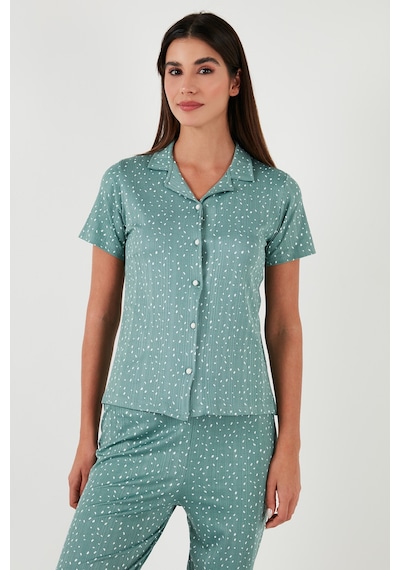 Lela Regular Fit Gömlek Yaka Kısa Kollu Bayan Pijama Takımı 65780124 Mint