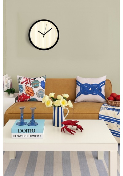 Renkli Çizgili Modern Tasarım Duvar Saati - 25cm - Önü Camlı Siyah Kasa - Sessiz Mekanizma-jh0471 Siyah