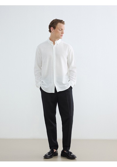 Lcw Vision Beyaz Regular Fit Armürlü Erkek Basic Gömlek