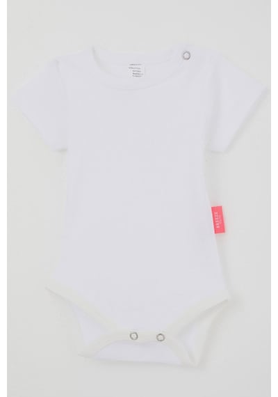 Breeze Kız Bebek Çıtçıtlı Kısa Kollu Zıbın Body Basic 0-9 Ay , Ekru