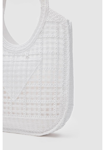 Shule Bags Vicolo Handmade Makrome Tote Çanta Beyaz Beyaz
