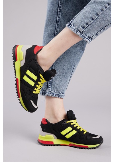 Tonny Black Termo Taban Şeritli Bağcıklı Unisex Siyah Sarı Spor Ayakkabı Tb282-0 Siyah Sarı