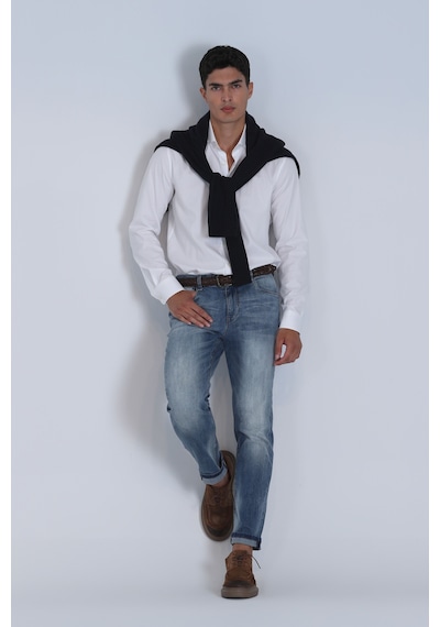 Lufian Erkek Danıel Basic Slim Fit Gömlek 112010640 Beyaz Beyaz