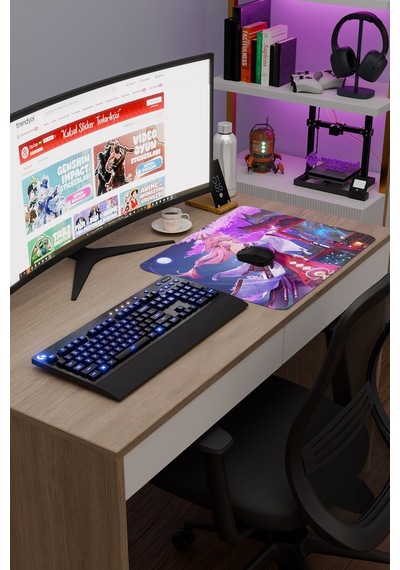 Yae Miko Genshin Impact Anime Gacha V5 - 48x40 Xl Gaming Mouse Pad Fare Altlığı