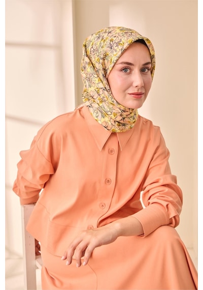 Silk Home Twill İpek Eşarp 11477-30 Butter Yellow, Pudra Pembe, Gül Kurusu, Çağla