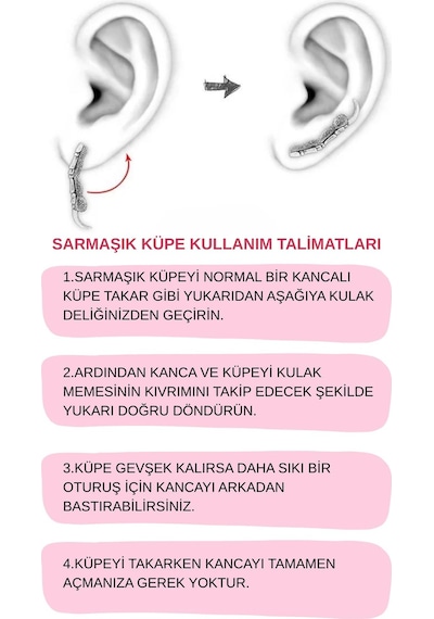 925 Ayar Rodyum Gezegen Yatay Sarmaşık Gümüş Küpe