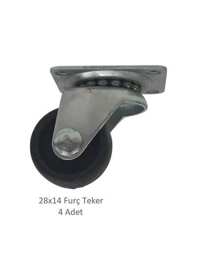 Furç Teker 28 X 14, Bavul, Valiz, Çanta, Servis Sehpası Için 4 Adet Siyah