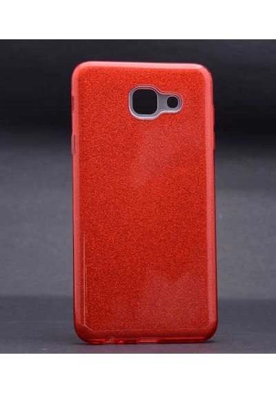 Galaxy Uyumlu J7 Max Kılıf Shining Simli Silikon Kılıf Kırmızı