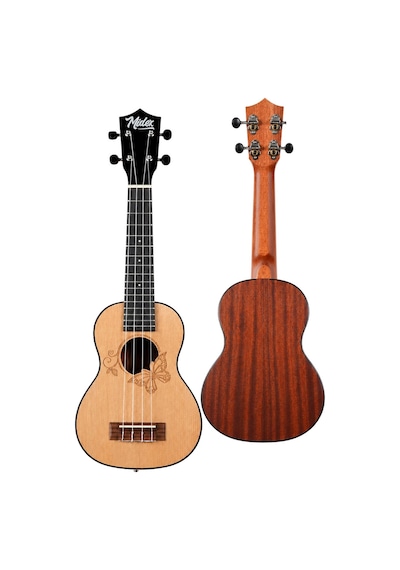 Midex Spa-261 Ladin Ağacı Kelebek Desenli Kaliteli Soprano Ukulele Seti