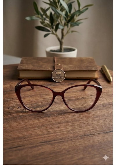 Luvıa Cateye Mavi Işık Filtreli Ekran Koruma Pc Gözlüğü Unisex Camları Değişime Uygundur Bordo